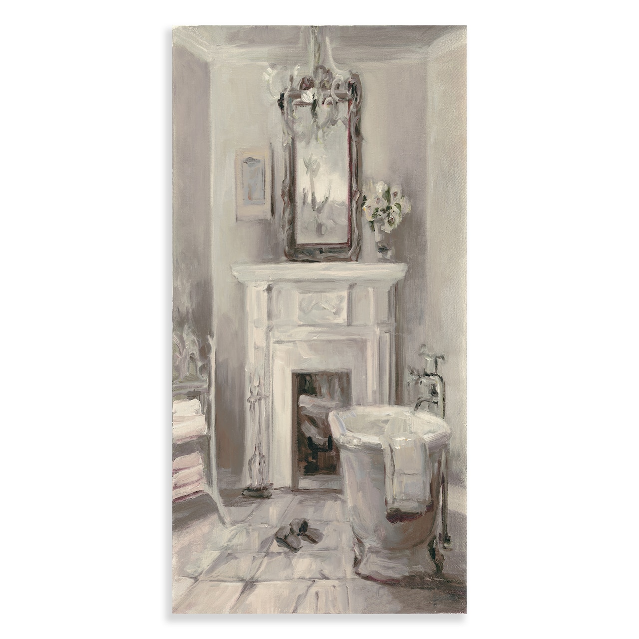 Designart - French Bathroom Vintage I - Traditional Bathroom Premium Canvas Wall Art